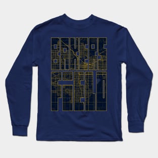 Bakersfield, USA City Map Typography - Gold Art Deco Long Sleeve T-Shirt